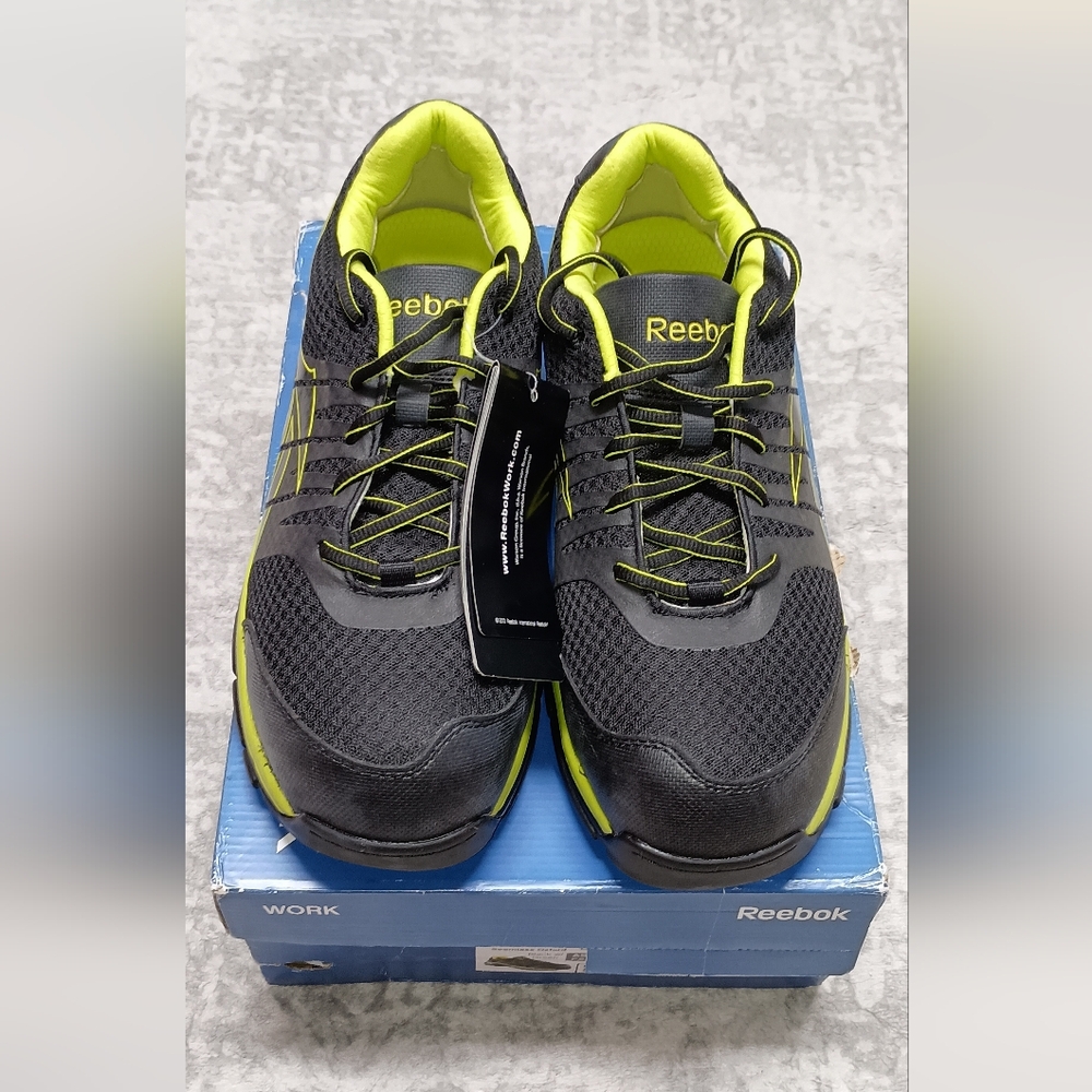 Reebok Arion Composite Toe Black Green Men's work Sneakers size 11.5 W New